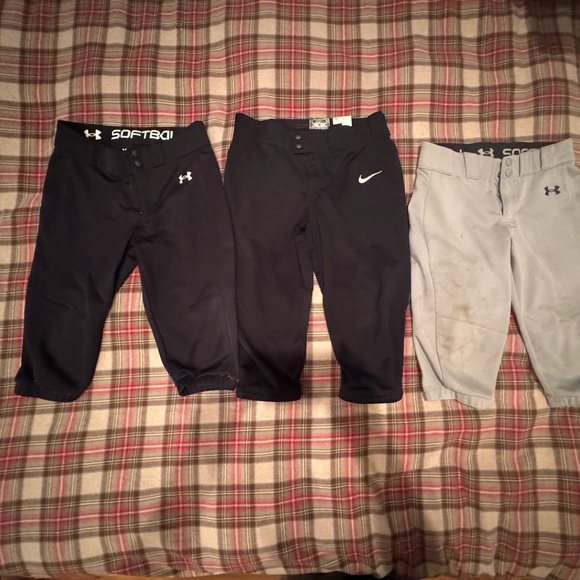 Under Armour and Nike Girls Softball Pants  B- Black and Gray - Picture 2 of 6